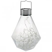 Diamond Solar Lamp Balcony Lantern LED Light Garden Decoration Warm White H31cm Ø22cm