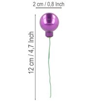 Product Mini Christmas Baubles on Wire Colorful Mirror Berries 25mm 140pcs Glass