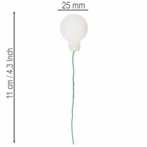 Product White Glass Mini Baubles on Wire, 25 mm, 140 Pieces for Floristry