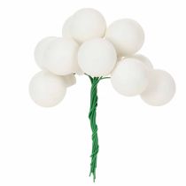 Product White Glass Mini Baubles on Wire, 25 mm, 140 Pieces for Floristry