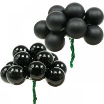 Product Mini Christmas balls on wire black glass Ø25mm 140 pcs