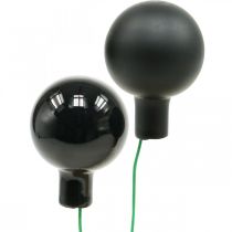 Product Mini Christmas balls on wire black glass Ø25mm 140p
