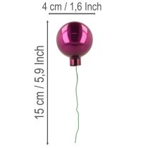 Product Mini Glass Christmas Baubles on Wire Mix of Colours 40mm Set of 32