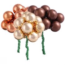 Product Christmas Baubles on wire Gold Brown Apricot Ø20mm 140pcs