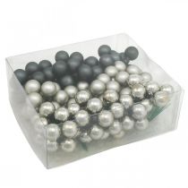 Product Mini Christmas balls anthracite, silver mirror berries Ø20mm 140 pcs