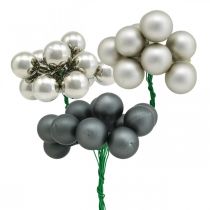 Product Mini Christmas balls anthracite, silver mirror berries Ø20mm 140 pcs