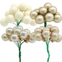 Product Mini Christmas ball cream, beige mirror berries Ø20mm 140pcs