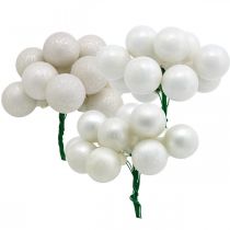 Mini Christmas balls white marbled sorted mirror berries Ø25mm 140p
