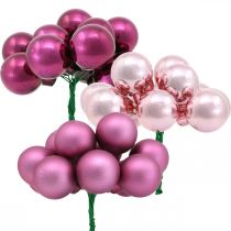 Mini Christmas ball pink berry mirror berries glass Ø25mm 140p