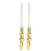 Twisted candles white gold spiral candles Ø2cm H30cm 2pcs
