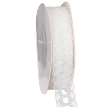 Product Cotton Lace Ribbon with Delicate Border 25mm x 10m White