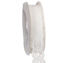 Product Cotton Lace Ribbon on Roll 25mm x 10m for DIY and Decorations, White