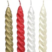 Product Taper candles Twisted candles 24cm 2pcs Different colours
