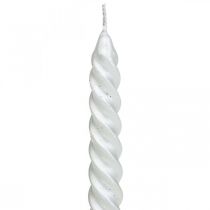 Product Taper candles twisted candles spiral candles silver 24cm 2pcs