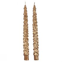 Taper Candles Brown Metallic Candles Christmas Candles 25cm 2pcs