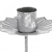 Product Pointed candle holder for sticking, Advent decoration, candlestick silver, antique look Ø7cm