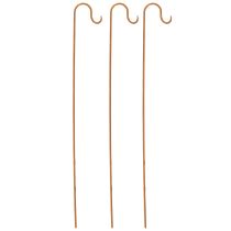 Product Rod with Hook Rust Decoration Garden Metal Decoration H80cm 3pcs
