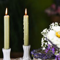 Rod candle green colored wax candles 180mm/Ø21mm 6pcs
