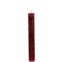 Candles solid colored dark red 34mm x 240mm 4pcs