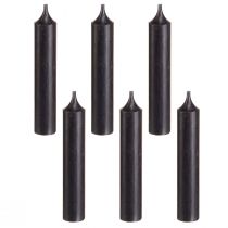 Product Taper candles short small candles black 110mm Ø21mm 6 pcs bunch