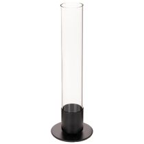 Product Candle Holder with Glass Cylinder 31cm Black and Clear