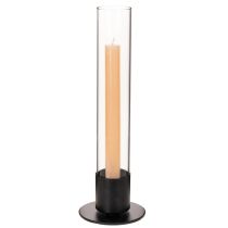 Product Candle Holder with Glass Cylinder 31cm Black and Clear