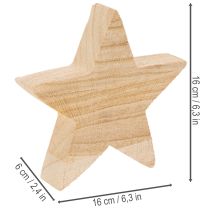Product Wooden Star Candle Holder for Taper Candles, 16cm, Natural Wood with Black Metal