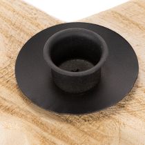 Product Wooden Star Candle Holder for Taper Candles, 16cm, Natural Wood with Black Metal