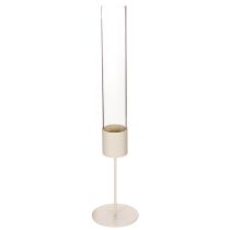 Product Modern Taupe Taper Candle Holder with Glass Cylinder, 45cm