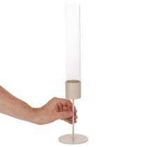 Product Modern Taupe Taper Candle Holder with Glass Cylinder, 45cm