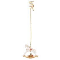 Product Gold Christmas Tree Candle Holders with Rocking Horse Design, 20cm, Set of 3