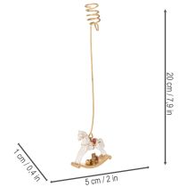 Product Gold Christmas Tree Candle Holders with Rocking Horse Design, 20cm, Set of 3