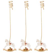 Product Gold Christmas Tree Candle Holders with Rocking Horse Design, 20cm, Set of 3
