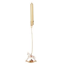 Product Gold Christmas Tree Candle Holders with Rocking Horse Design, 20cm, Set of 3