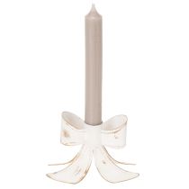 Product Candle Holder Bow Design Metal White with Gold Accents 12cm