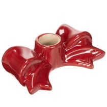 Product Ceramic Bow-Shaped Candle Holders Red 11cm for Taper Candles Set of 2
