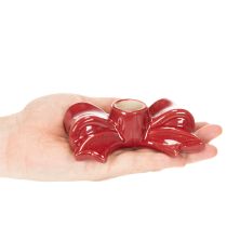 Product Ceramic Bow-Shaped Candle Holders Red 11cm for Taper Candles Set of 2