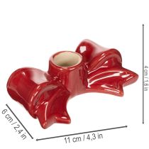 Product Ceramic Bow-Shaped Candle Holders Red 11cm for Taper Candles Set of 2