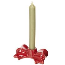 Product Ceramic Bow-Shaped Candle Holders Red 11cm for Taper Candles Set of 2