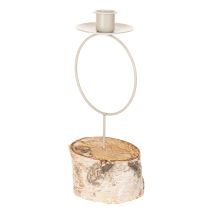 Product **Birch Wood Candle Holder with White Metal Ring 20cm**
```html
<h2>Decorative Birch Wood Candle Holder with White Metal Ring</h2>
<p>
This decorative candle holder combines natural birch wood with a minimalist white metal ring to create an elegant and
