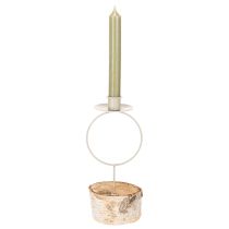Product **Birch Wood Candle Holder with White Metal Ring 20cm**
```html
<h2>Decorative Birch Wood Candle Holder with White Metal Ring</h2>
<p>
This decorative candle holder combines natural birch wood with a minimalist white metal ring to create an elegant and
