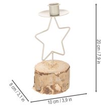 Product **Star-Shaped Candle Holder with Wooden Base for Taper Candles 20cm**
```html
<h2>Star-Shaped Candle Holder with Wooden Base</h2>
<p>
This star-shaped candle holder is a charming addition to your seasonal home decoration. It features a natural wood base
