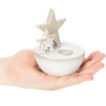 Product Ceramic Star Candle Holders White 11cm Set of 2 Indoor Christmas Decoration