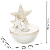 Product Ceramic Star Candle Holders White 11cm Set of 2 Indoor Christmas Decoration