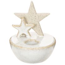 Product Ceramic Star Candle Holders White 11cm Set of 2 Indoor Christmas Decoration