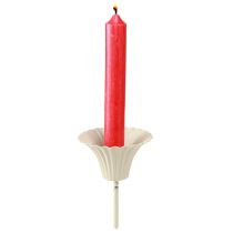 Product Taper candle holder with stem grey metal Ø7.5cm H10.5cm 2pcs