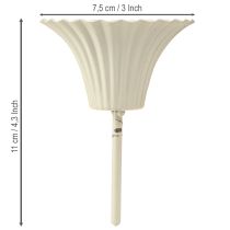 Product Cream-Coloured Plastic Candle Holders with Spike, Flower Design, 11cm, Set of 4