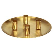 Stick candle holder gold Ø2.5cm candle plate metal Ø23cm