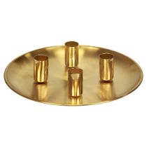 Product Stick candle holder gold Ø2.5cm candle plate metal Ø23cm