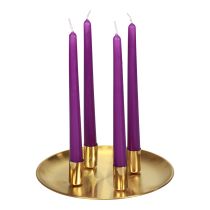 Stick candle holder gold Ø2.5cm candle plate metal Ø23cm